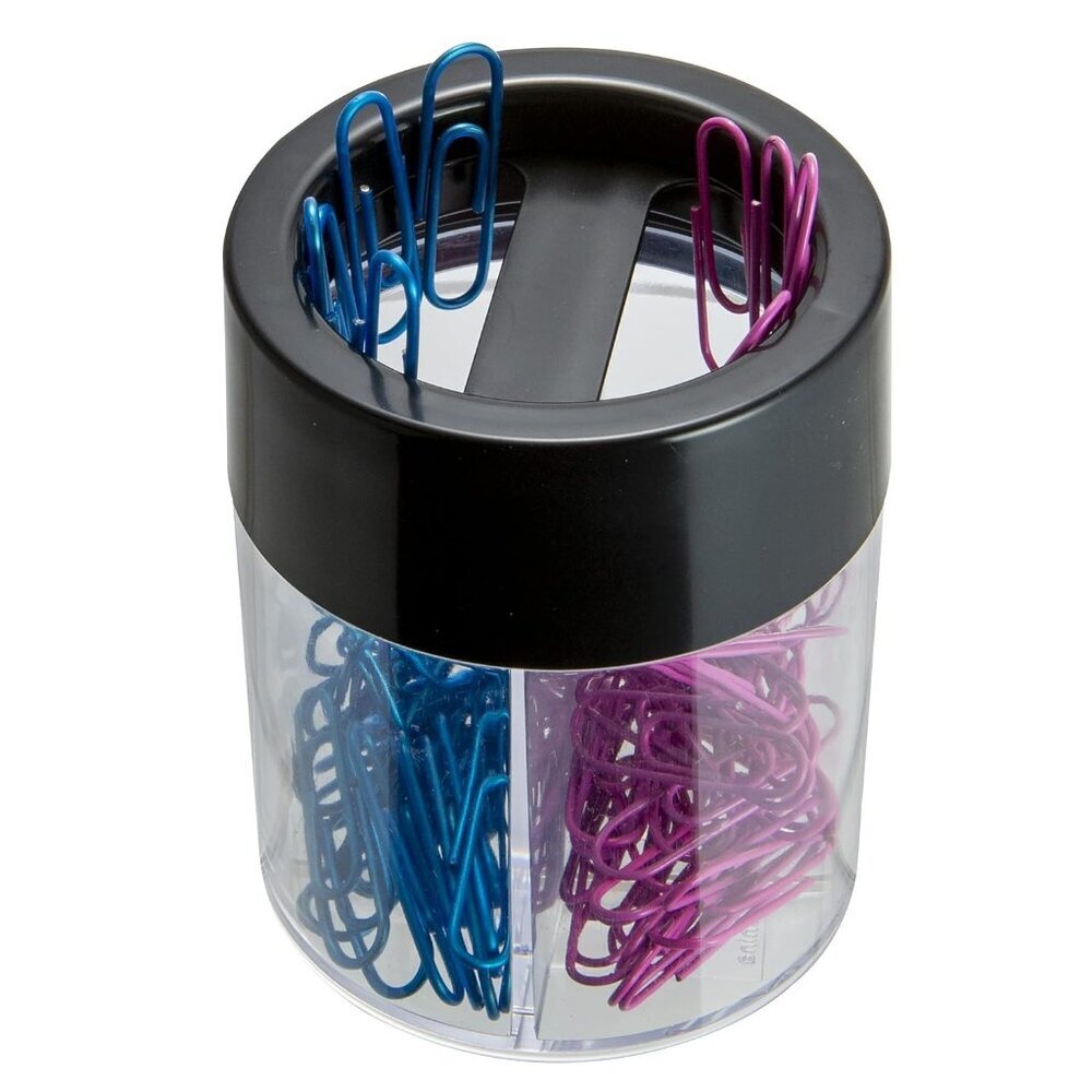 Magnetic Clip Dispenser, Large/Round, 200 Clip Capacity, Black/Smoke 93692